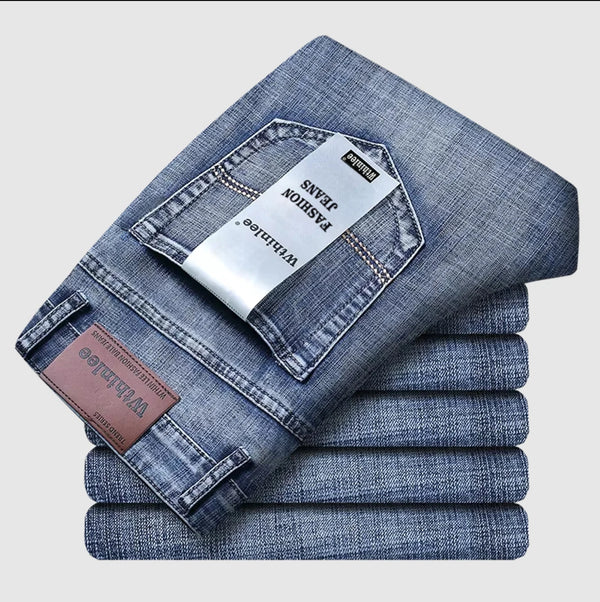 Wthinlee New Business Men's Jeans Casual Straight Stretch Fashion Classic Blue Black Work Denim Pant Trousers Male Clothing